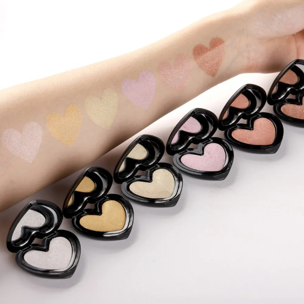 Золотой хайлайтер палитра пудра бронзер в форме сердца мерцающий Осветляющий