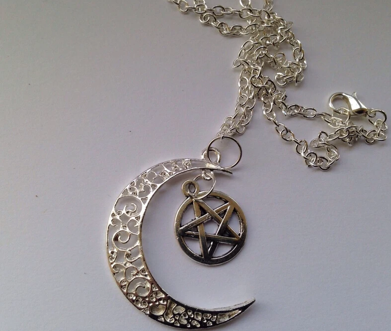Новые Модные Винтажные подвески в виде полумесяца и пентаграммы ожерелье для