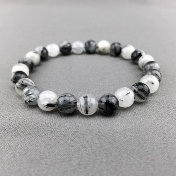 

2017 Hot Sale Real Strand Bracelets Women Stone Stainless Steel Round Charming Of Tourmalinated Quartz Beaded Stretch Bracelet