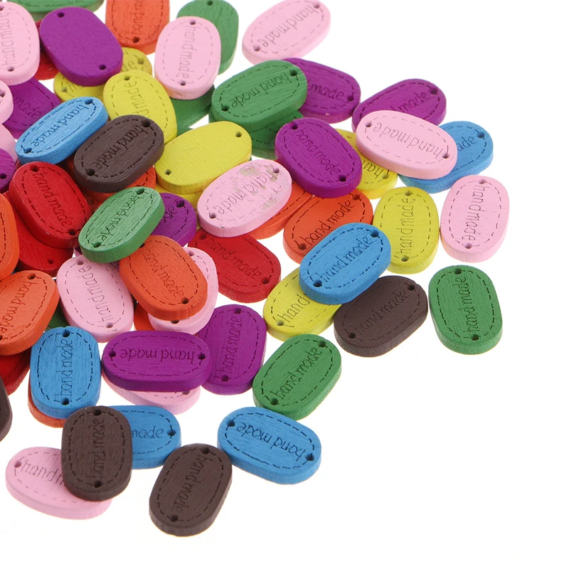 100 шт./упак. 2 отверстия деревянные пуговицы ручной работы логотип шитье