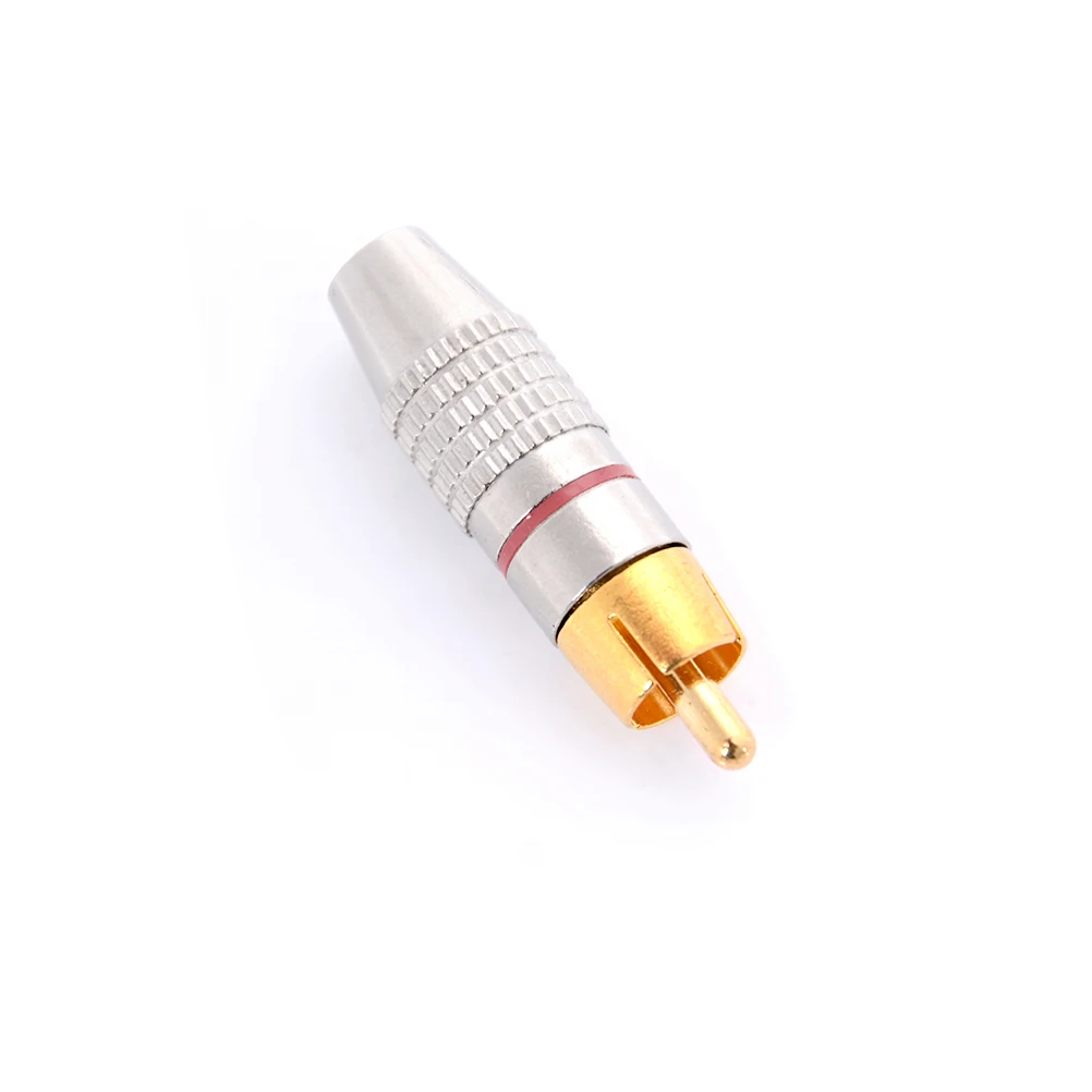 

JETTING 2PCS/set Gold RCA Plug Solder Audio Video Adapter Connector Male to Male Convertor Balck + Red