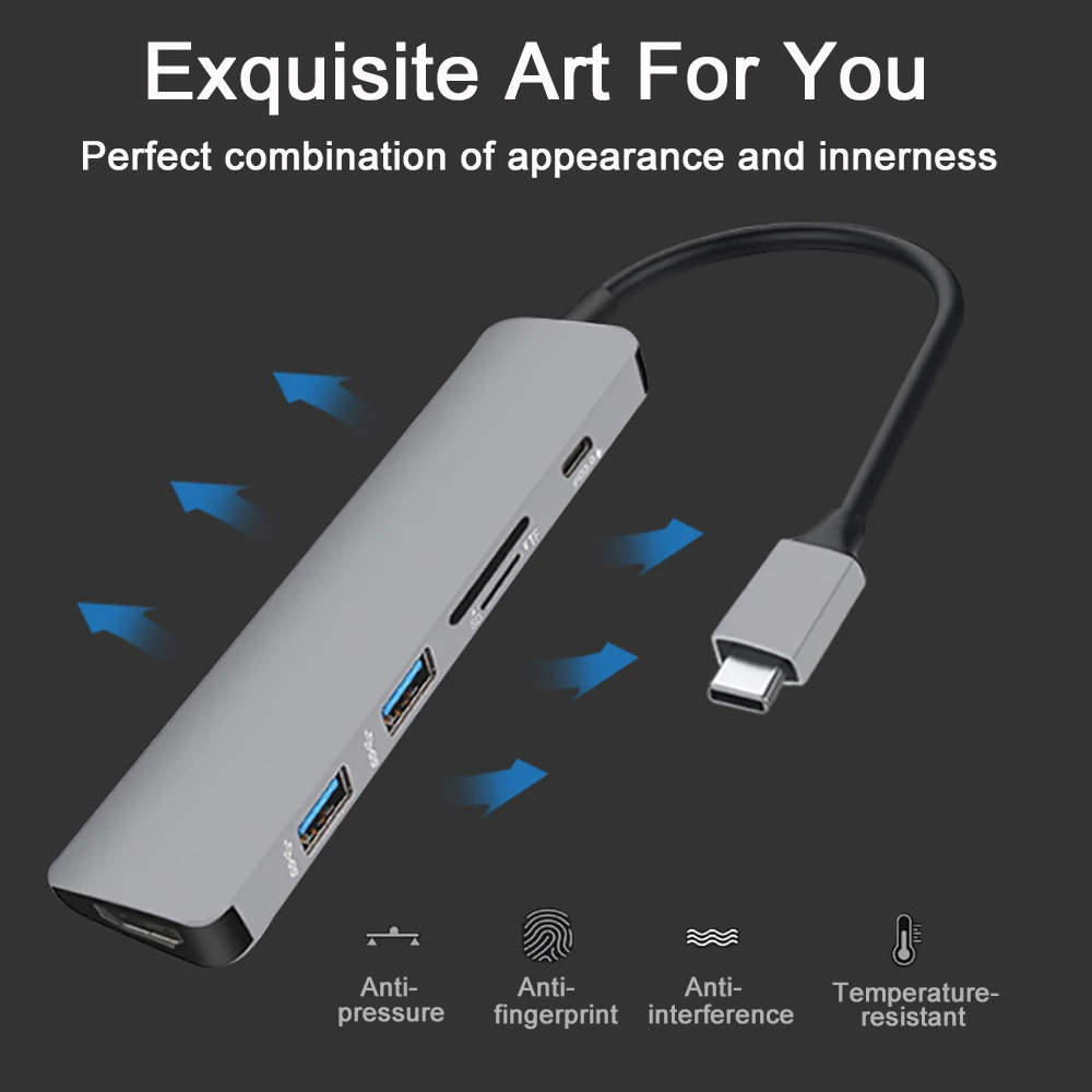 USB хаб с интерфейсом HDMI Micro SD/TF кардридер адаптер питания для MacBook Samsung S9/S8 Huawei P20 Pro