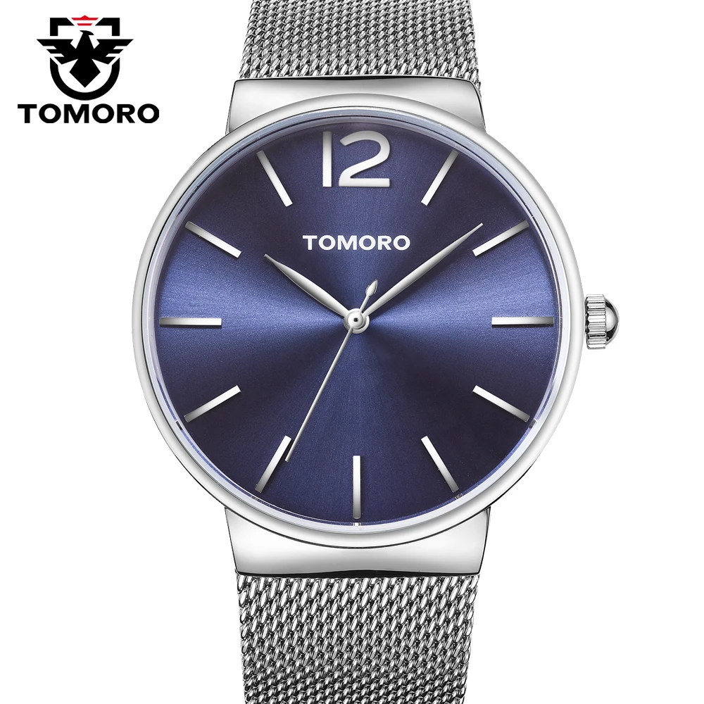 Tomoro Часы Мужская Стильные кварцевые часы ультра тонкий циферблат
