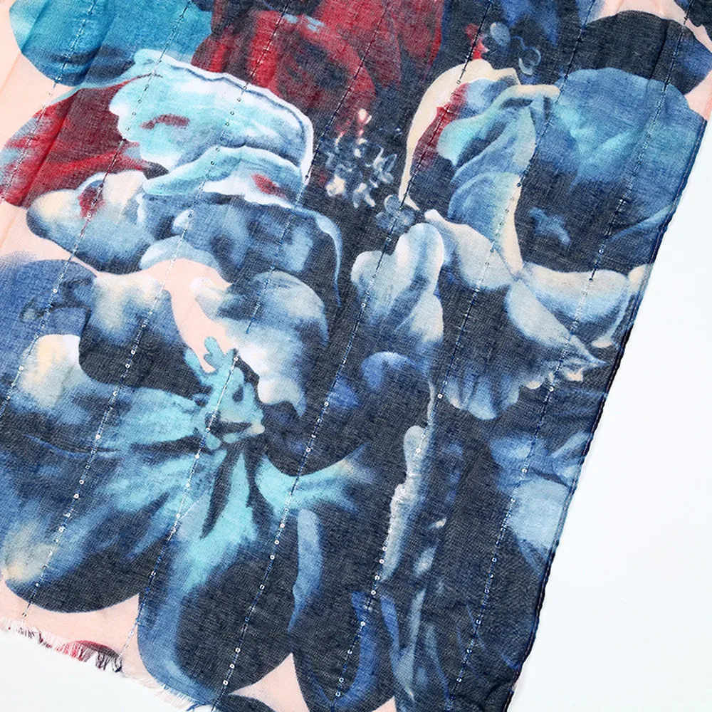 

Women Winter Scarf Fashion Women Printed Soft Linen Shawl Wrap Warm Women Flowers Loop Scarf Female Small Headscarf cachecol A50