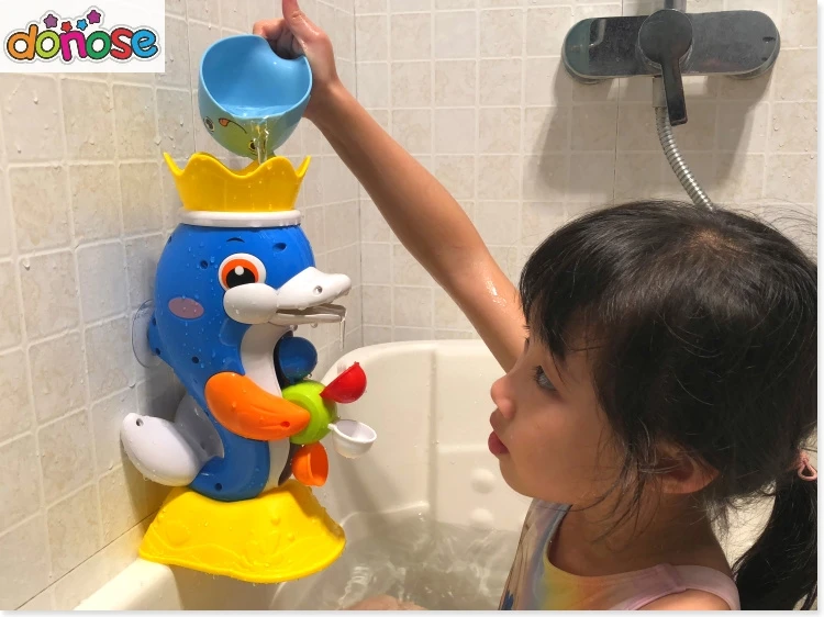 Игрушки для ванны, детский душ, утка, водное колесо, дельфин, игрушки, животные, для плавания, пляжные игрушки, утка, сдавливает звук, скрипучий, для детей, водные игрушки