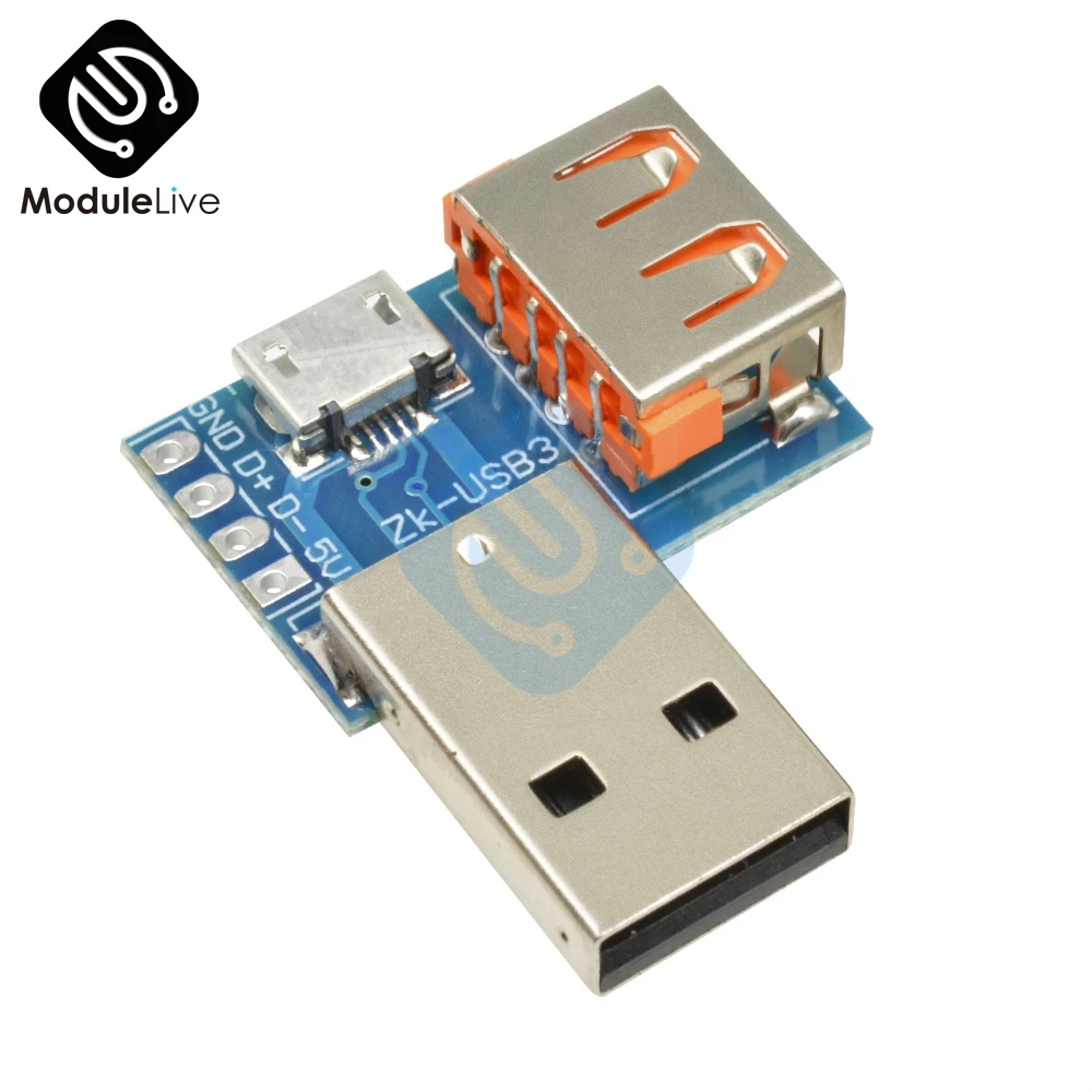 2,54 мм 2,54 мм USB конвертер Стандартный USB мама к папа микро USB к тип-c 4P 4 контакта Клеммная плата адаптера печатная плата