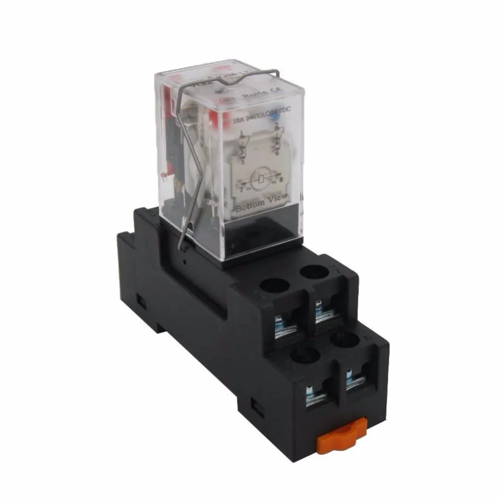 Taiss/DC 12V Coil Electromagnetic Power Relay 10A 2DPT 8 Pins 2NO+2NC LY2NJ with YJTF08A-E Socket Base YJ2N-LY | Обустройство дома