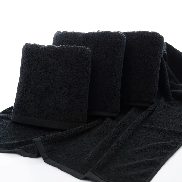 Хлопок Черное банное полотенце хлопок 70*140 см логотип вышивка доступна|bath towel