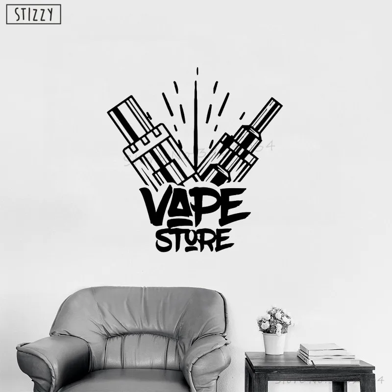 Настенная Наклейка stizzy Современная Vapeshop обои для окна Vaping логотип