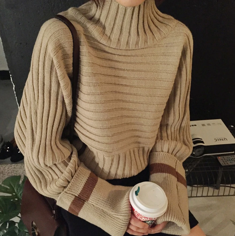 Винтажные женские свитера и пуловеры; сезон зима-осень; корейские женские водолазки; Повседневный Свободный вязаный свитер; Джемперы; Mujer Jurken