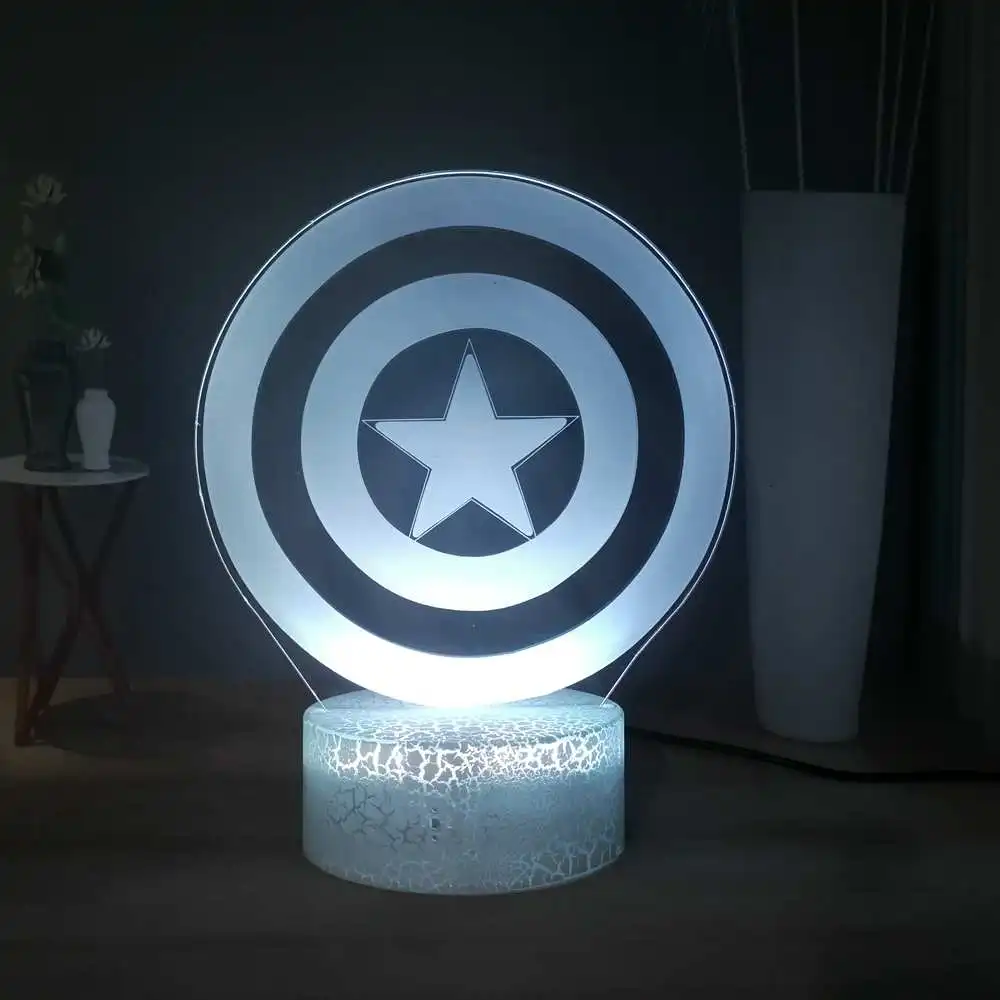СВЕТОДИОДНЫЙ 3D оптический ночник Marvel Comics Капитан Америка американий USB сенсорный