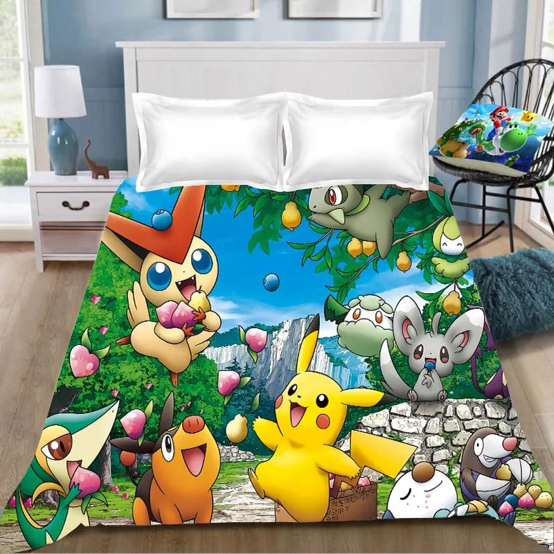 16 1 шт Покемон мультипликационным рисунком «Pokemon Go» с рисунком из аниме простыня с печатным рисунком из мультфильма аниме Покемон, одеяло, покрывало для детской комнаты Простыня(без наволочка - Цвет: 16
