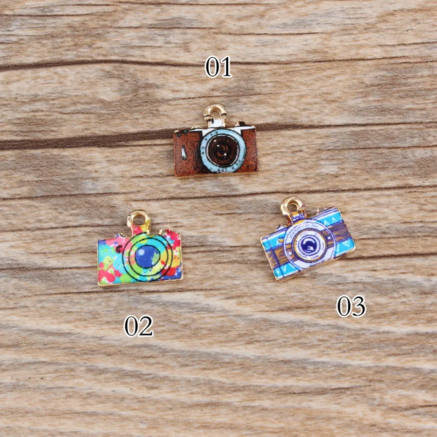 10pcs/lot Zinc Alloy Enamel Colorful Mini Camera Charm Pendant For Necklace Bracelet Fashion Jewelry Makings DIY 13*14mm | Украшения и