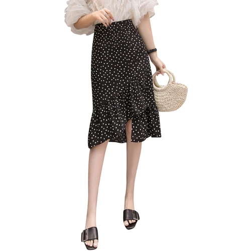 Модные повседневное Dot краткое юбки для женщин женские однобортный Chic корейский