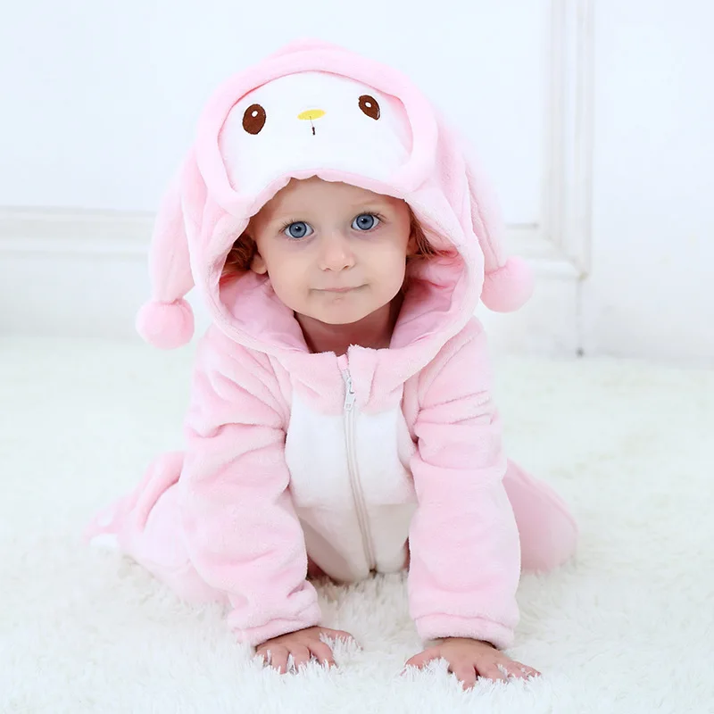 SAILEROAD Baby Girls Boys Winter Kigurumi Pajamas Cartoon Cute Rabbit Animal Onesies Kids Sleepwear Flannel Warm Jumpsuit Pijama