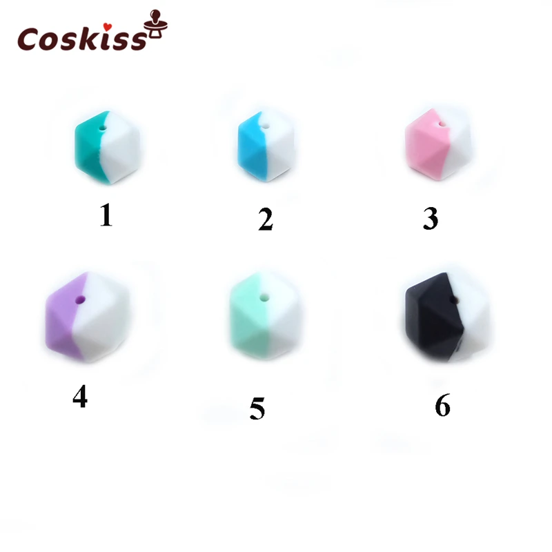 Coskiss 10 шт. силиконовые бусины для прорезывателя двухцветные 17 мм