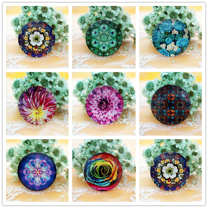 

10 шт Круглые 20 мм смешанные цветы стеклянные кабошон для браслета ожерелье Женские 2019 серьги-гвоздики кольцо ювелирные изделия