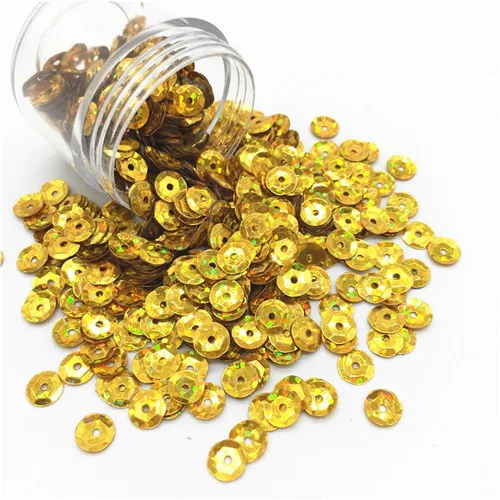 Laser dark golden Пайетки 6 мм AB Цвет формы чашки ПВХ свободные блестки раззноцветные часы ремесла DIY Декор одежды Lentejuelas пуговицы прозрачные 10 г - Цвет: Laser dark golden