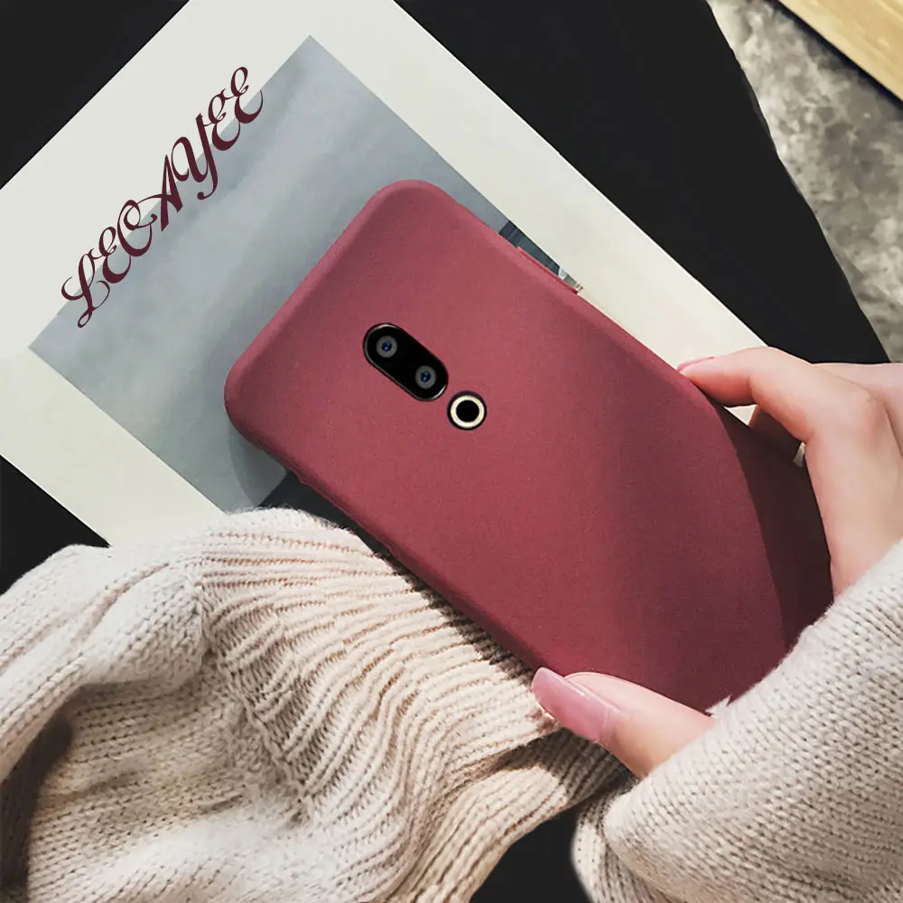 Элегантный матовый Силиконовый мягкий чехол для Meizu 16 16X15 Plus Note 9 8, защитный чехол для Meizu M8 lite M6 M6t M6s X8 - Цвет: Wine Red Case