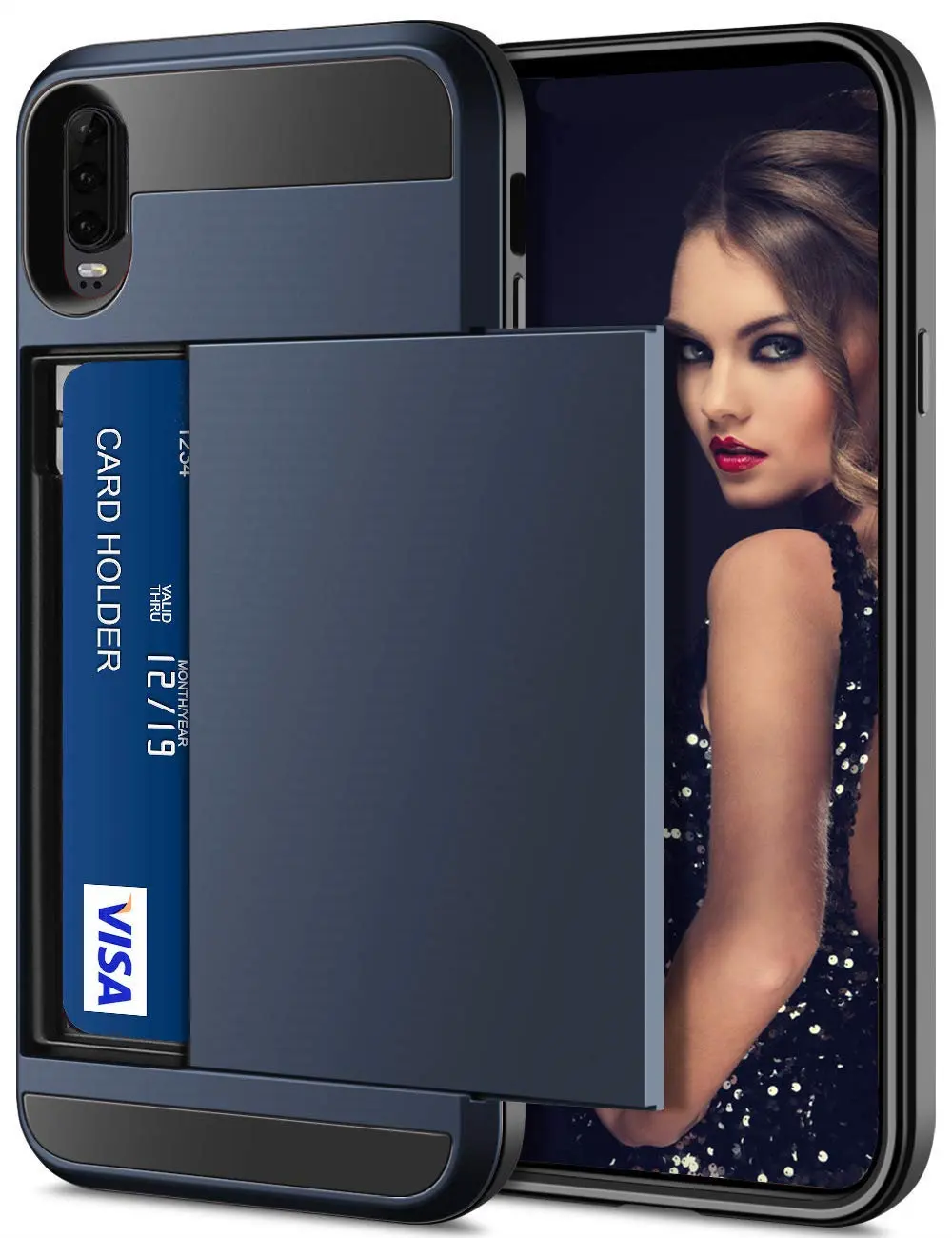 Navy Blue Для huawei P30 Pro Lite P20 P Smart чехол с отделением для карт карман для раздвижной двери чехол для huawei P20 Pro LITE P smart P30pro - Цвет: Navy Blue