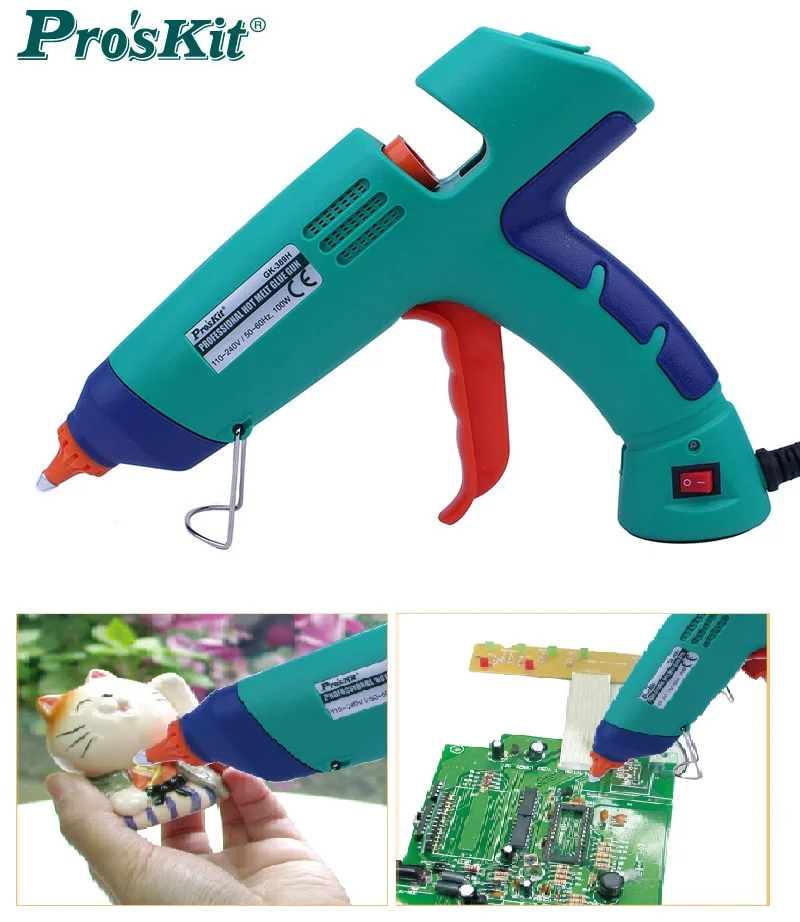 Профессиональный термоклеевой пистолет Pro'sKit 80 Вт/100 Вт AC 110 240 В с 3 клей