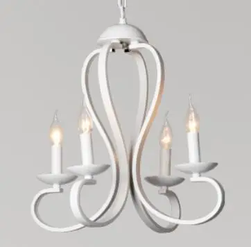 white 4 headed light Европейский сад железная люстра светильник светодиодный подвесной светильник 3 4 6 8 arms E14 Свеча светильник Черный Белый Зеленый современный декоративный светильник - Цвет абажура: white 4 headed light