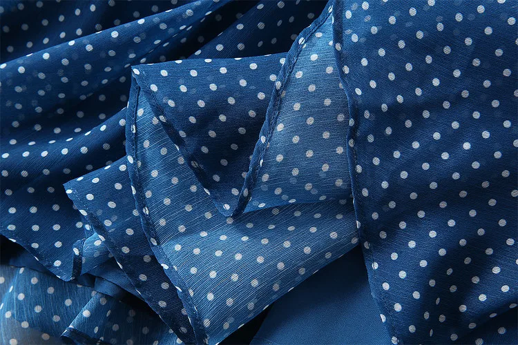 Женское винтажное платье в горошек дизайнерское с длинным рукавом и треугольным