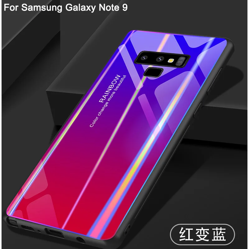 2 шт для samsung Galaxy Note 9 чехол, роскошный тонкий, глянцевый, закаленное стекло, силиконовая рамка, Жесткий Чехол для samsung Galaxy Note9