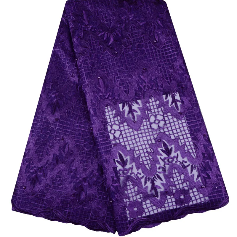 

Purple 2018 Latest French Tulle Lace Fabric High Quality African Lace Fabric With beaded For Wedding 937 Free Shipping