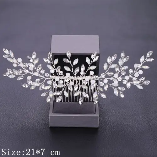 Silver Женские гребни для волос, свадебные аксессуары для волос, диадема, жемчужные стразы, серебряные свадебные украшения для волос, украшение на голову в виде цветка, ювелирная повязка на голову, много - Окраска металла: Silver