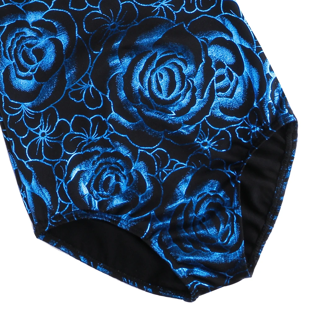 2018 блестящий дизайн с синими розами танцевальный костюм гимнастический