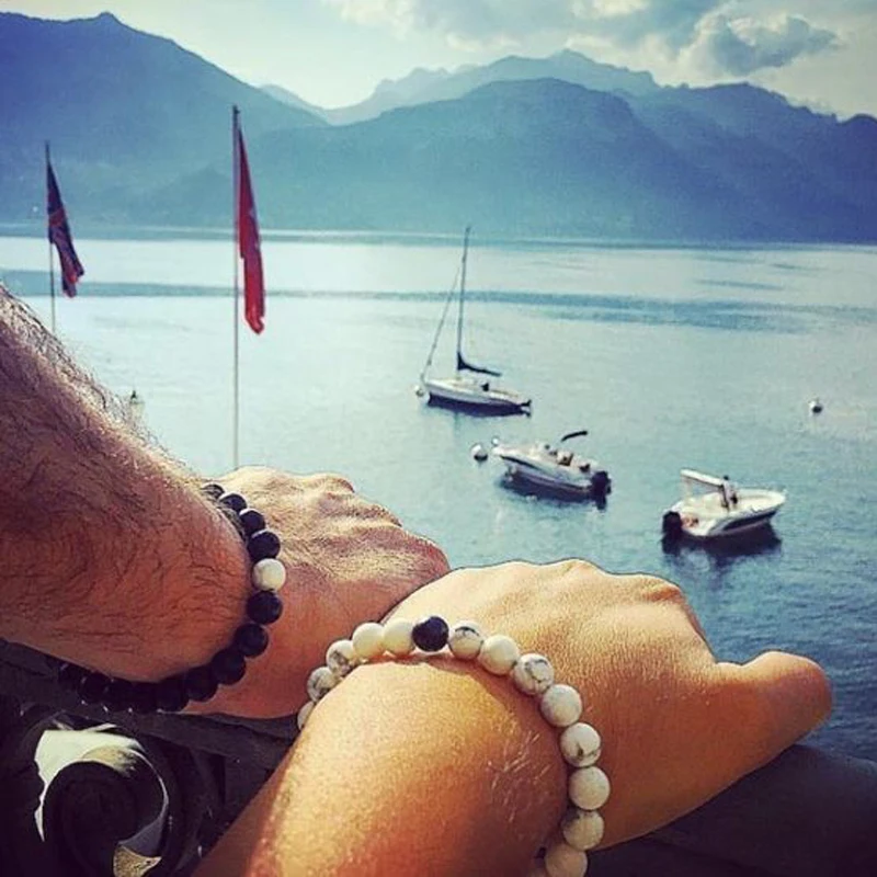 Браслет для пары мужской браслет из натурального камня йоги бисера женщин 2 шт. с