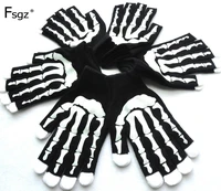 winter gloves for men soft knitted skeleton hands print pattern glove hip pop young men warm thicken gloves good quality 2020