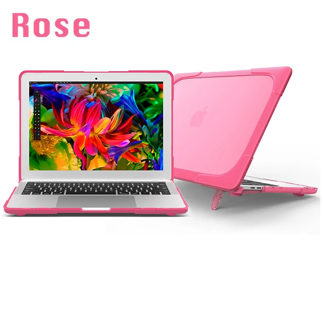 Rose Высокое качество Внешний чехол Складная подставка для Macbook Air Pro retina 11 12 13,3 15 дюймов для Mac Pro, новинка, для детей 13, A1466 A1502 крышка - Цвет: Rose