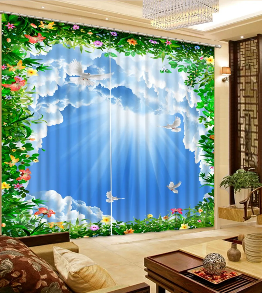 

Custom High Quality Curtain Window Curtain Blue sky and white clouds Living room Bedroom Home Decor Dlackout Curtains