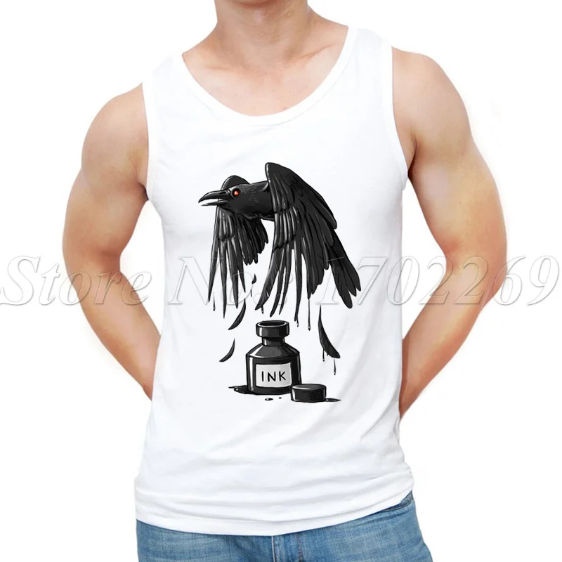 Новинка лета 2018 мужские дизайнерские майки с вороном и чернилами
