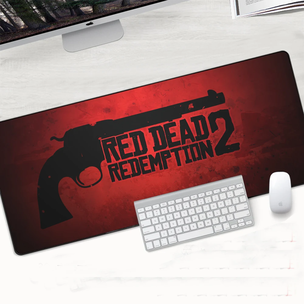 Красный Dead Redemption 2 большой XL коврик для мыши игровой коврик для мыши Нескользящий Резиновый PC Gamer клавиатура настольный коврик для скоростной мыши 700x300