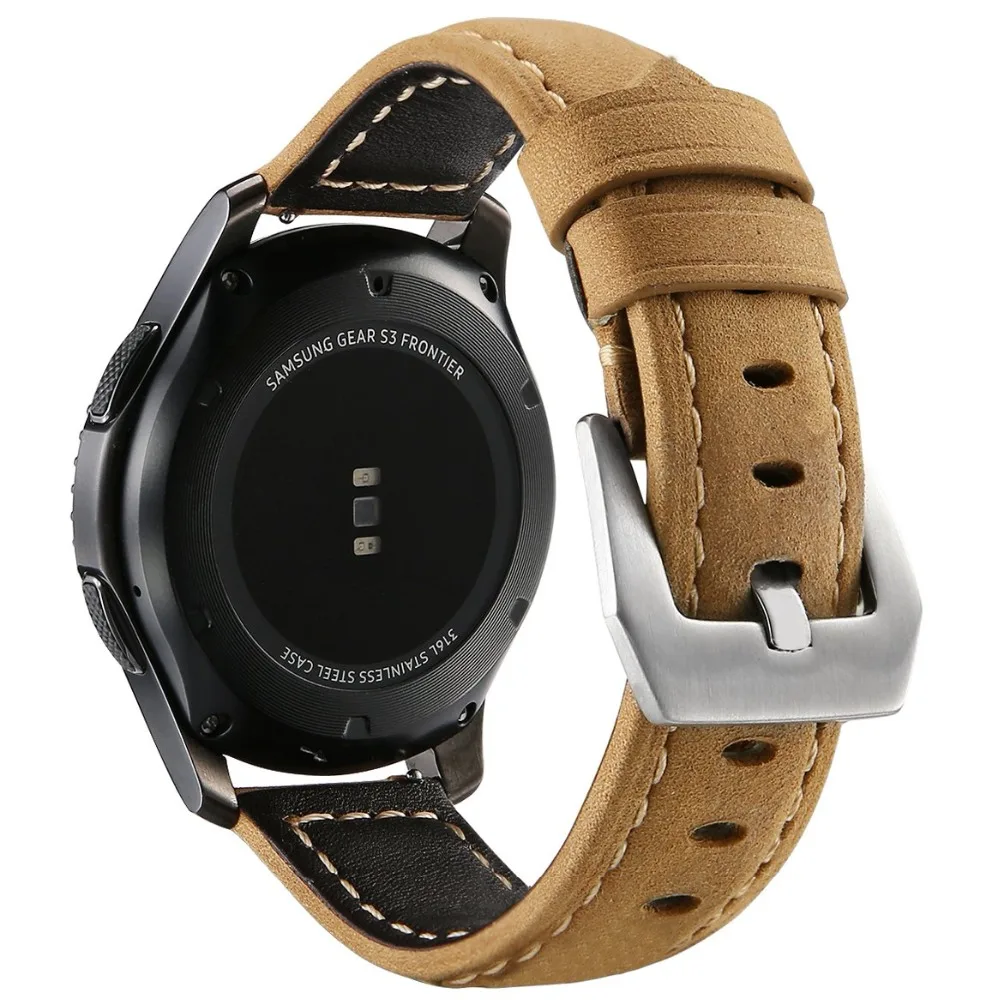 Ремешок из натуральной кожи для samsung Galaxy Watch, мягкий сменный Браслет-браслет с застежкой из нержавеющей стали для gear s3