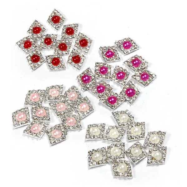 Bargaineer 3D Glitter Pearl &amp Crystal Rhinestone Diamond-Shaped Nail Art Stickers | Mobile Phone Cases Covers