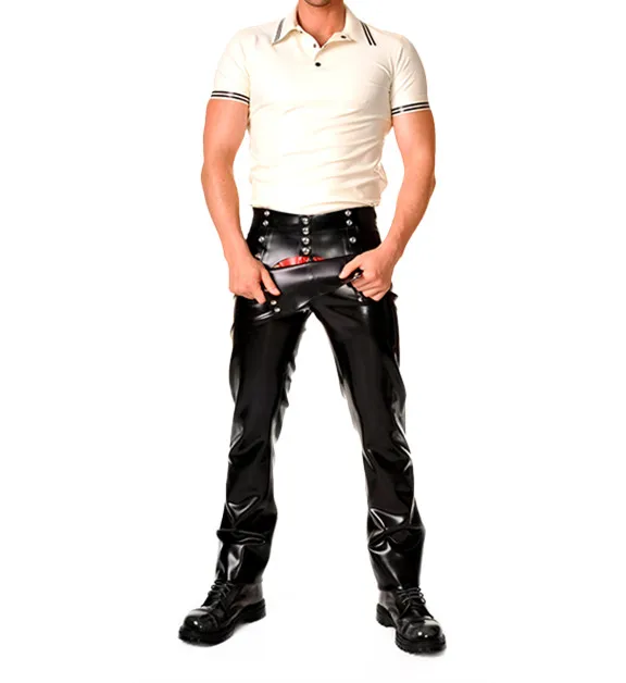 

Latex Trousers Men's Latex Rubber Pants With snap-fasteners