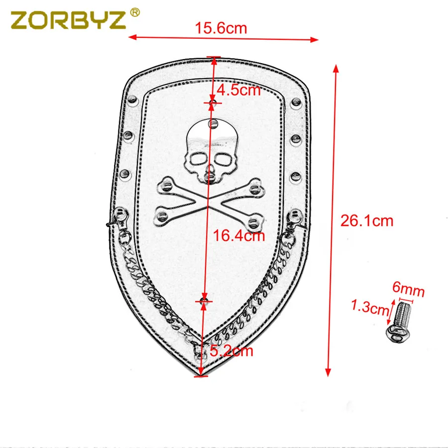 ZORBYZ Мотоцикл Череп искусственная кожа равнина заднее крыло нагрудник подходит