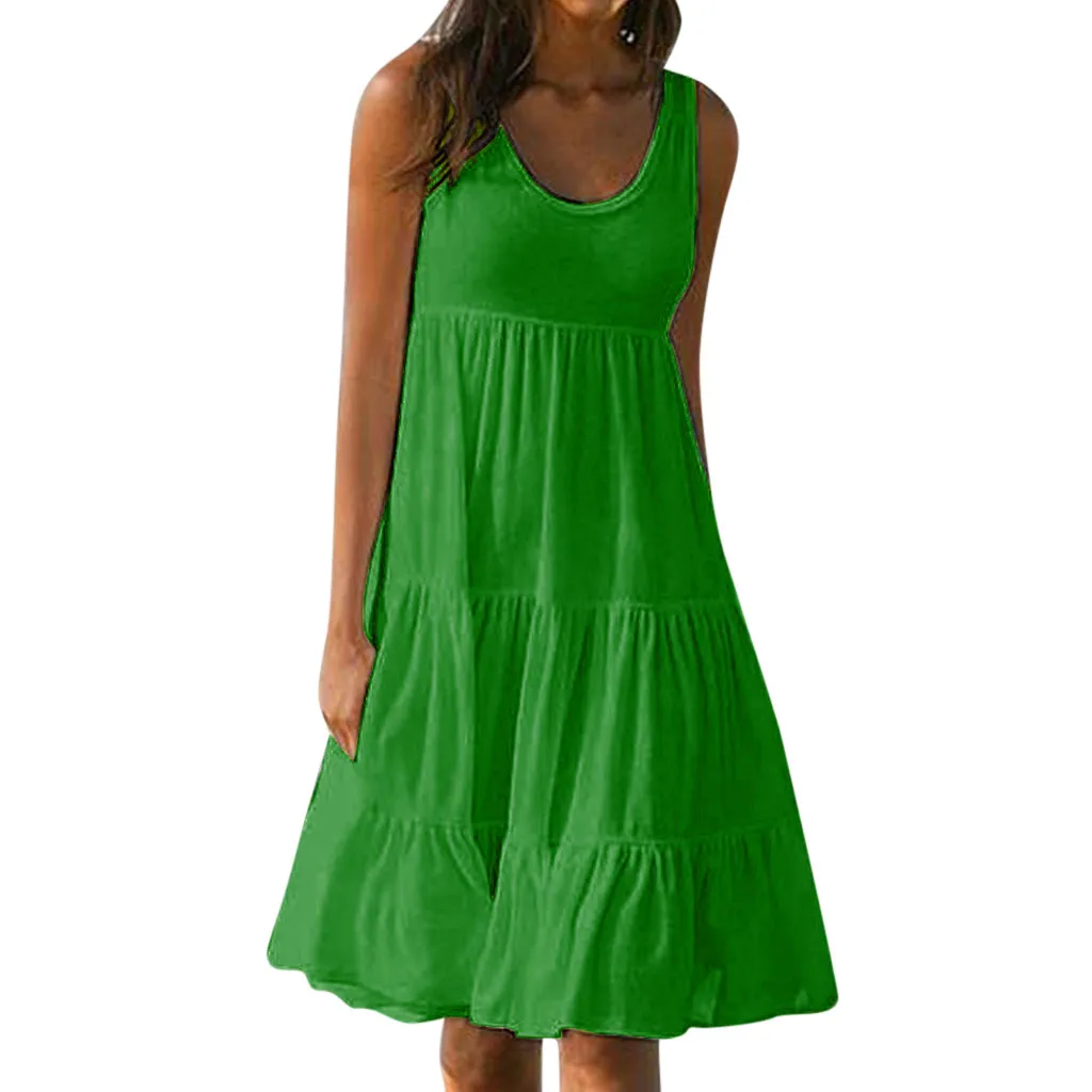 Женское летнее платье в стиле страуса однотонное ярко-розовое вечерние до