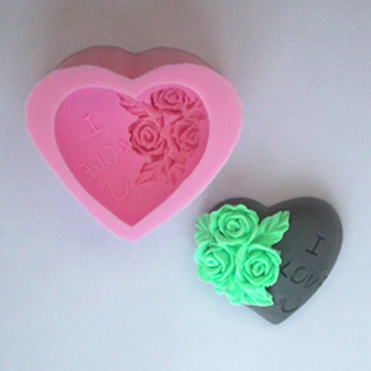 Новая силиконовая форма для мыла в форме сердца с розой и надписью i love you|silicone soap