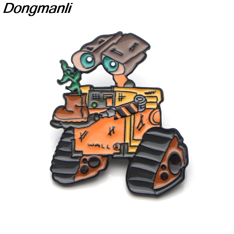 P3701 Dongmanli Забавный робот стена E металлические эмалированные булавки и броши для нагрудного штыря рюкзак сумки значок милые подарки воротник ювелирные изделия