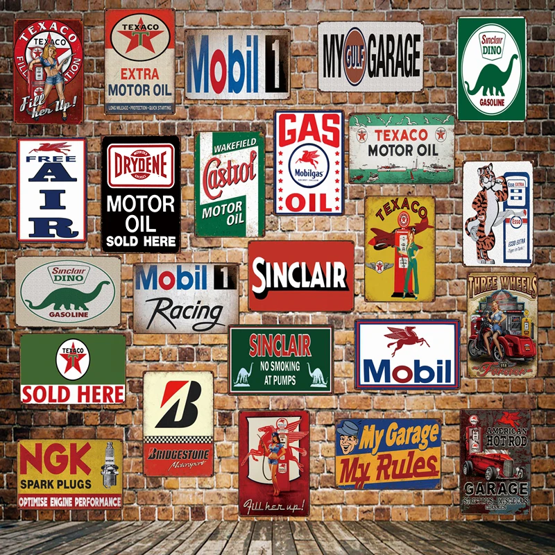 

[ Mike86 ] TEXACO MOBIL Castrol Sinclair ESSO Motor oil Metal Sign Wall Plaque Poster Painting art Christmas Decor Art FG-518