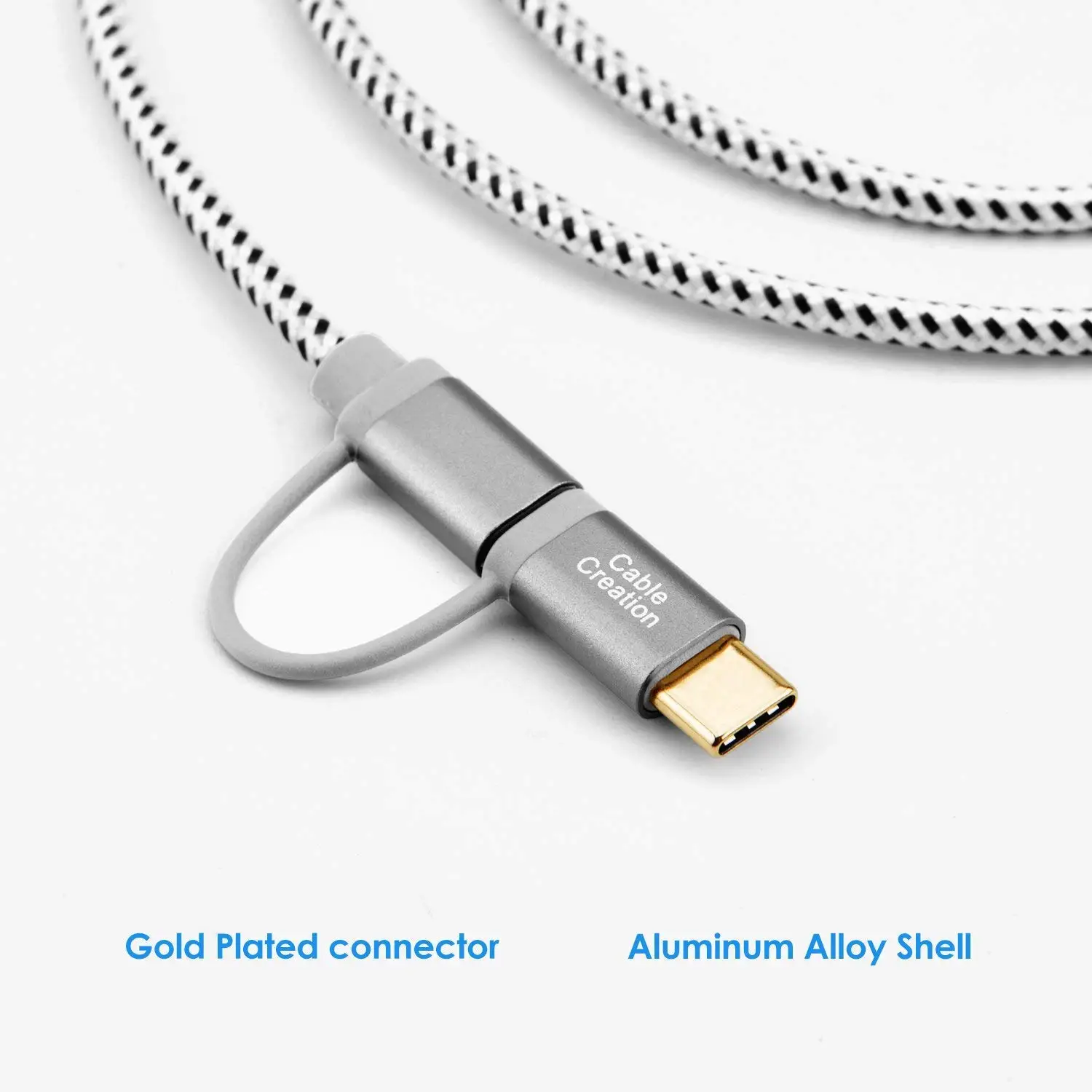 Кабель CableCreation 2 в 1 Type C OTG 480 Мбит/с USB и Micro 3A кабель для быстрой зарядки Xiaomi Samsung Galaxy
