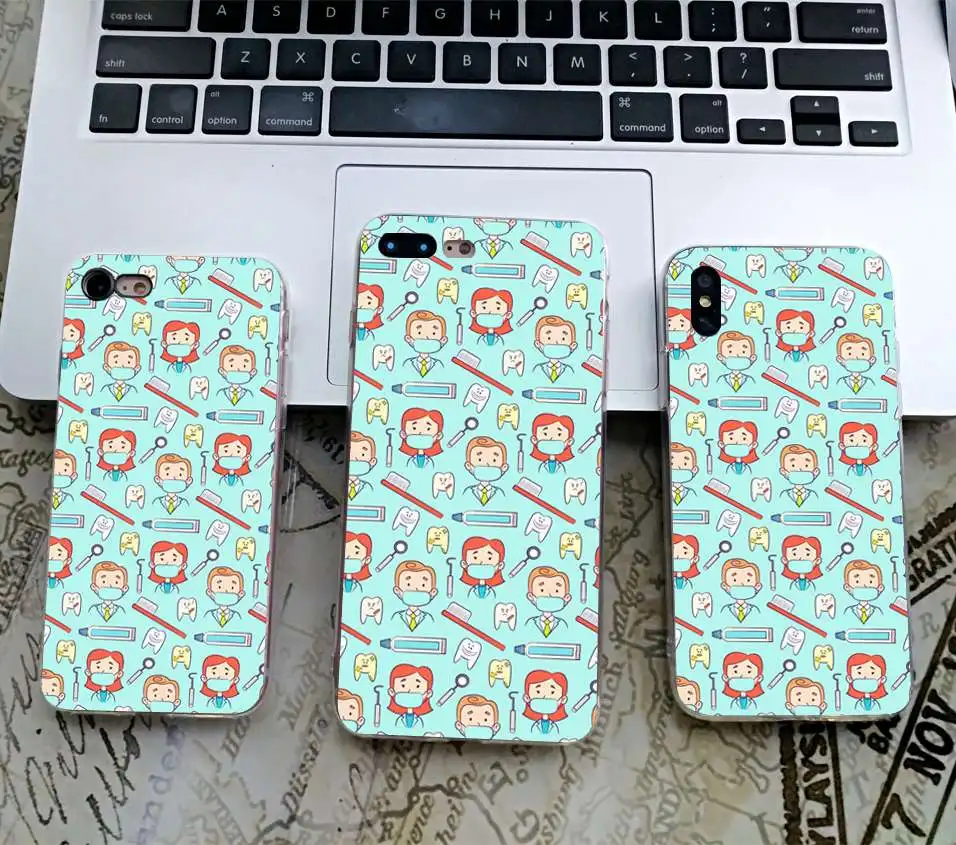 Чехол для определения зубов, зубных зубов для iPhone X, 5 S, 5S, XR, XS, Max, SE, 6, 6 S, 7, 8 Plus, мягкий силиконовый чехол для телефона