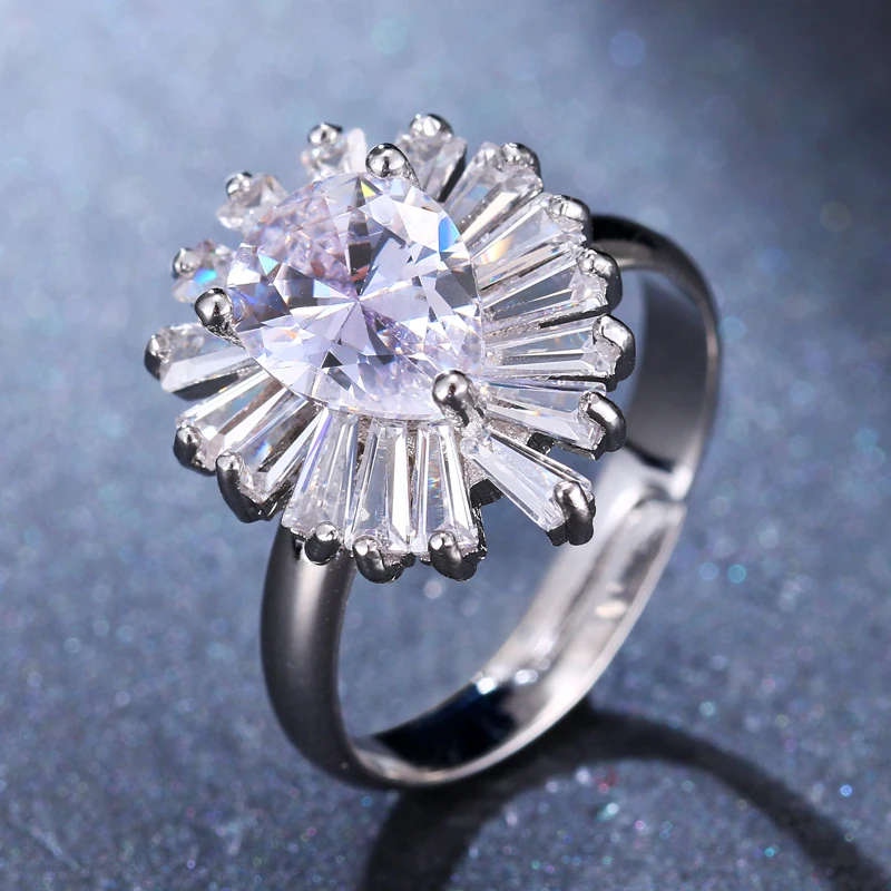 Emmaya Brand Fashion Simple Charm Two Colors AAA Cubic Zircon Water Drop Rings For Women Popular Jewelry Wedding Party Gift | Украшения и