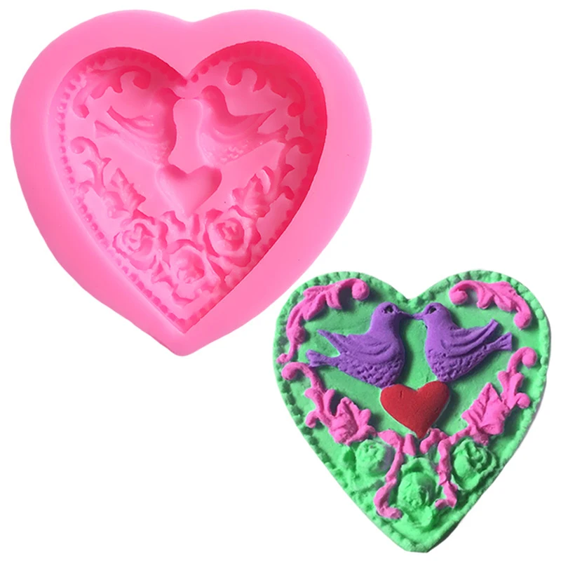 Цветы силиконовая форма сердце мыло taart decoratie fondant torten dekoration werkzeuge Кондитерские