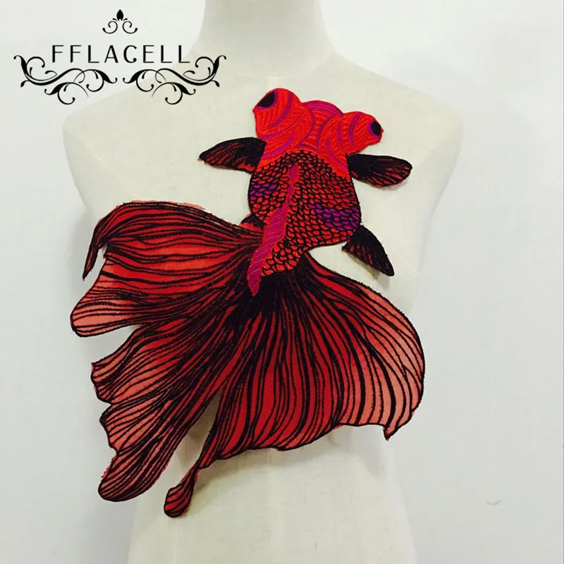 1 шт. вышитые нашивки в виде крупной рыбки 39 х36 см|embroidered patch|patch sewingpatches patches |